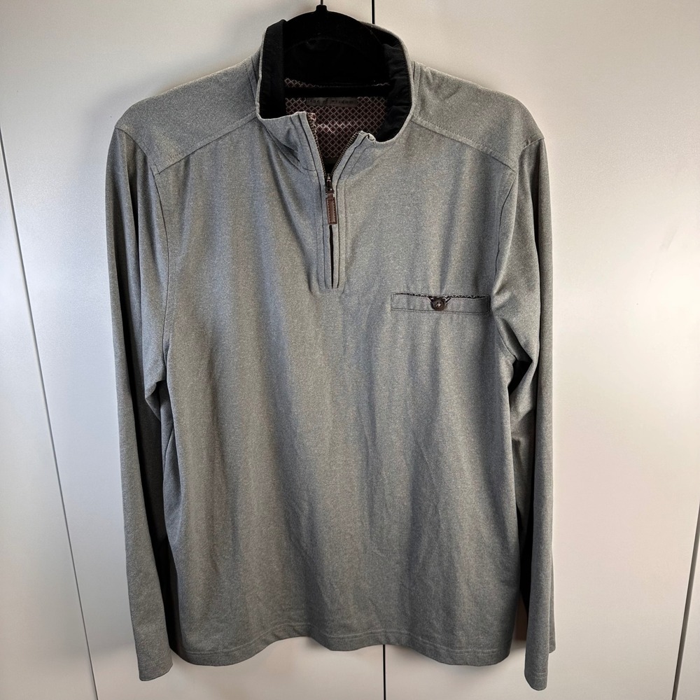 Age of Wisdom Mens M Gray Long Sleeve 1/4 Zip Pullover Pocket Golf Athleisure‎